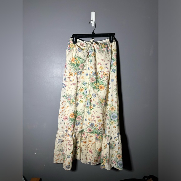 Vintage 1970s Floral Butterfly Maxi Skirt Womens Size 26 - Picture 2 of 4